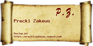 Preckl Zakeus névjegykártya